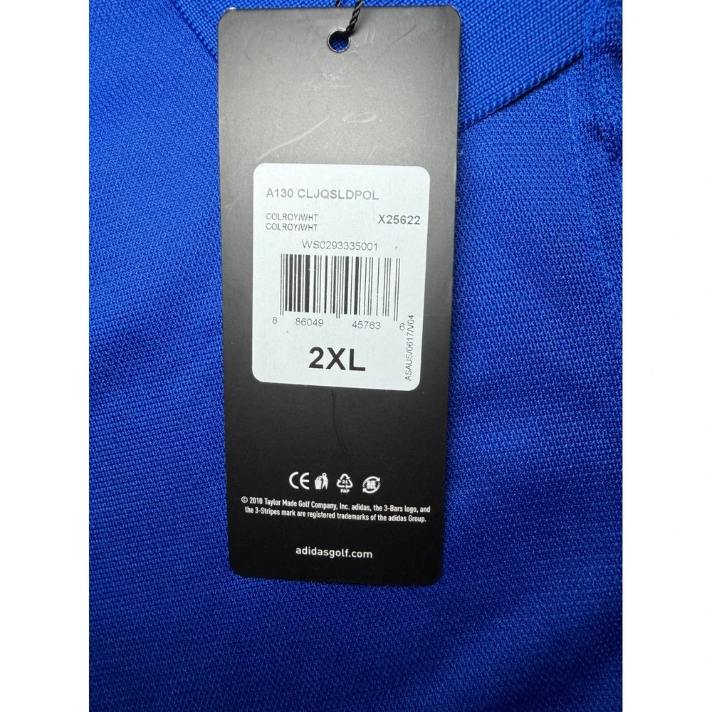 Adidas Climalite Golf Polo Shirts Mens 2XL Black Blue Short Sleeve NWT